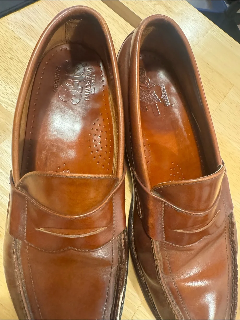 SAS Congac Leather Penny Loafers Men’s 10W Made